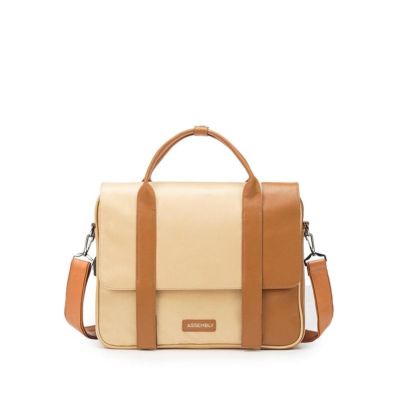 Assembly Urbix Biege Premium Laptop Messenger Bag with Adjustable Strap