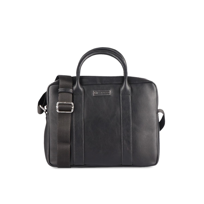 Cross Unisex Black Insignia Express Solid 13 Inch Leather Laptop Bag