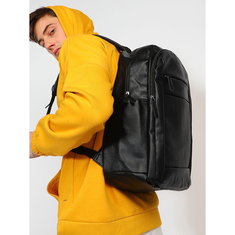 French Accent Men Leather Backpack