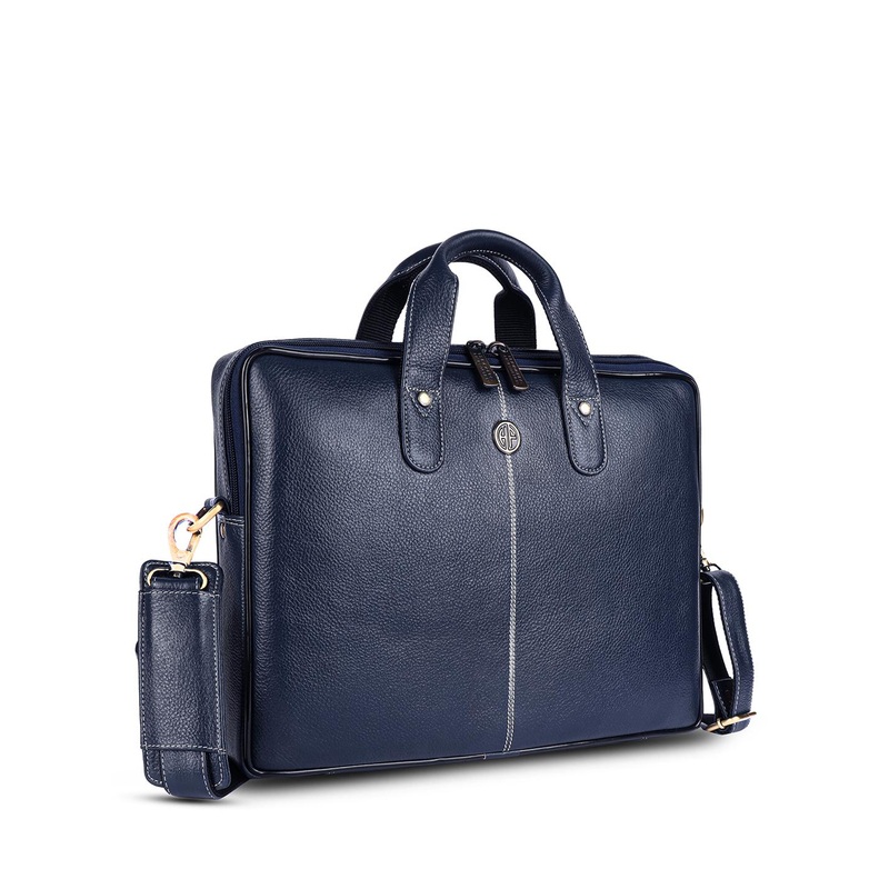 HAMMONDS FLYCATCHER Men Blue Leather Laptop Bag