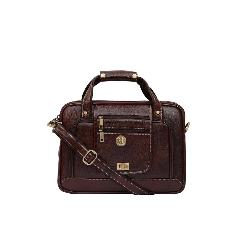 HiLEDER Unisex Textured Pure Leather 14 Inches Laptop Bag