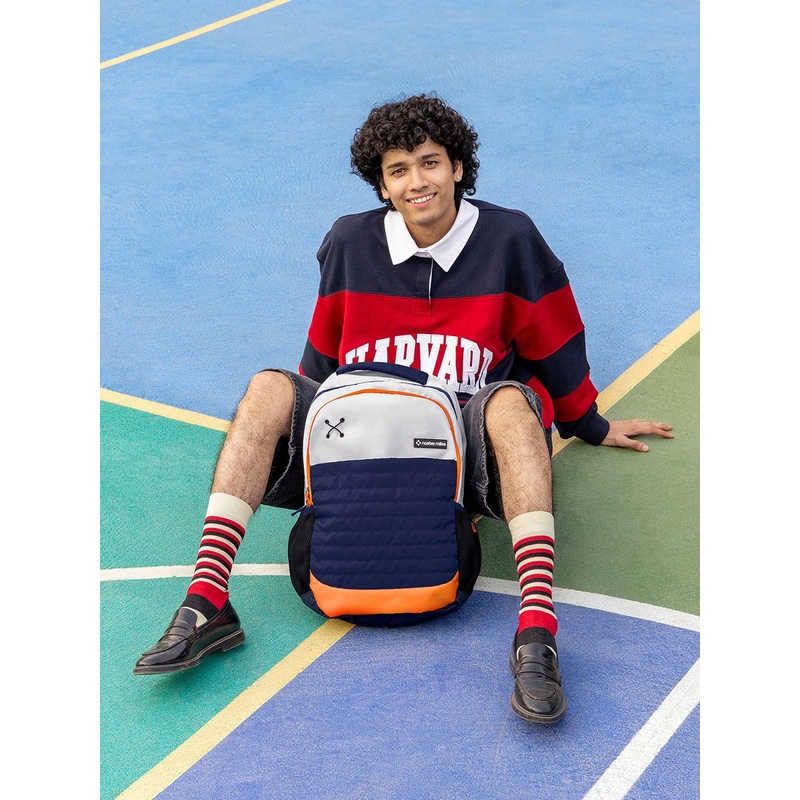 Nasher Miles Coding Laptop Backpack 31 Liters Polyester with Raincover (White Blue)