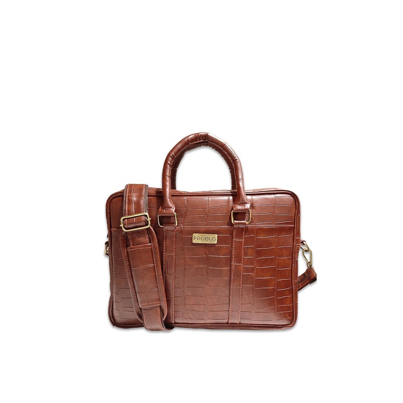 PROBUS Unisex Brown & Gold-Toned PU Laptop Sleeve