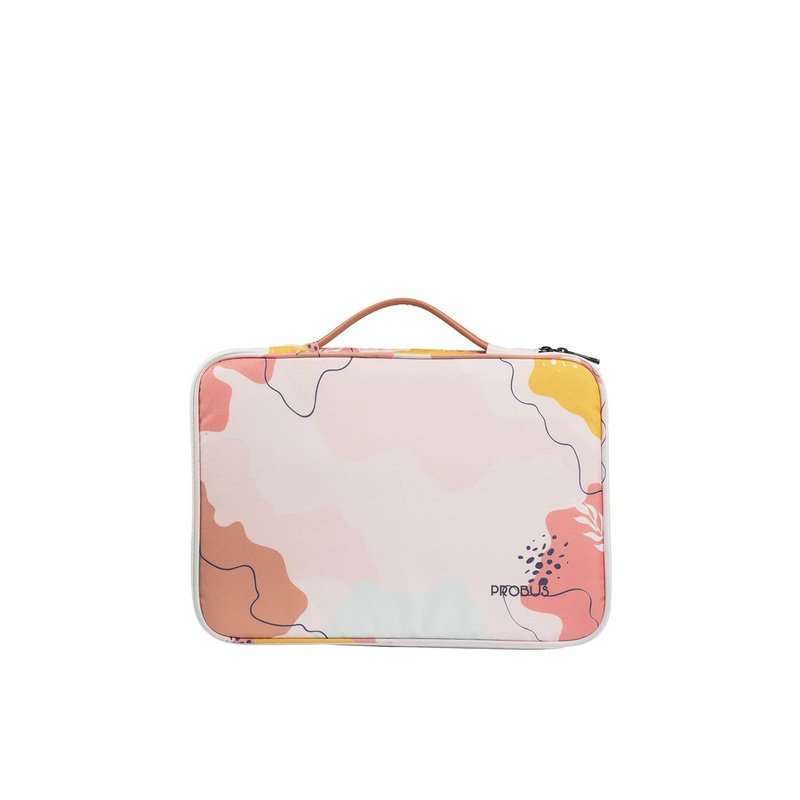 PROBUS Unisex Cream-Coloured & Yellow Printed Laptop Sleeve