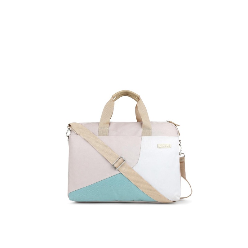 PROBUS Unisex White & Blue Colourblocked Laptop Bag