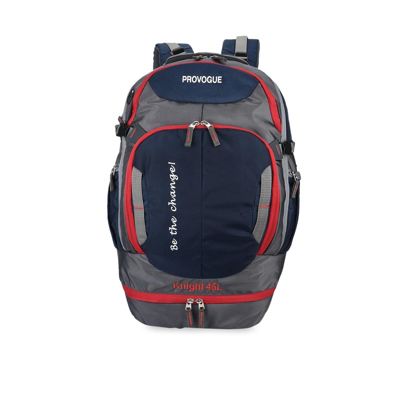 Provogue Unisex Grey & Navy Blue Brand Logo Backpack 35 L