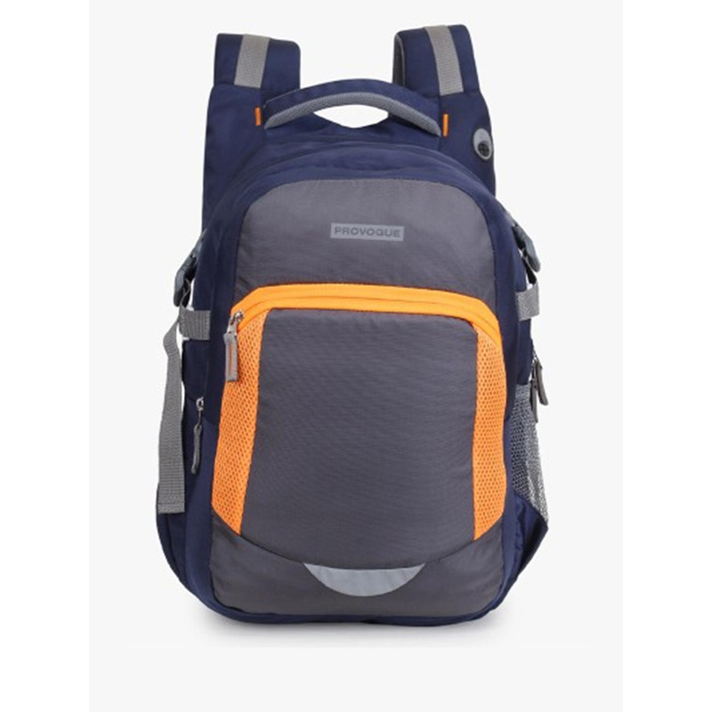 Provogue Unisex Grey & Orange Contrast Detail Backpack with Earphone Gate 38 L