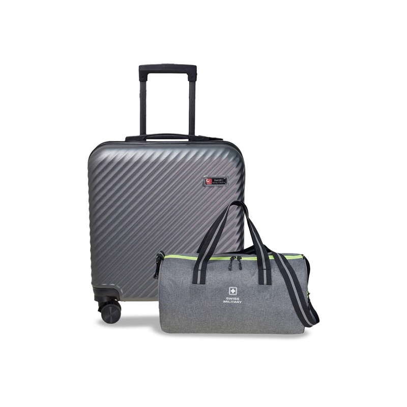 SWISS MILITARY Hard Sided Cabin Trolley Suitcase With Duffle Gym Bag