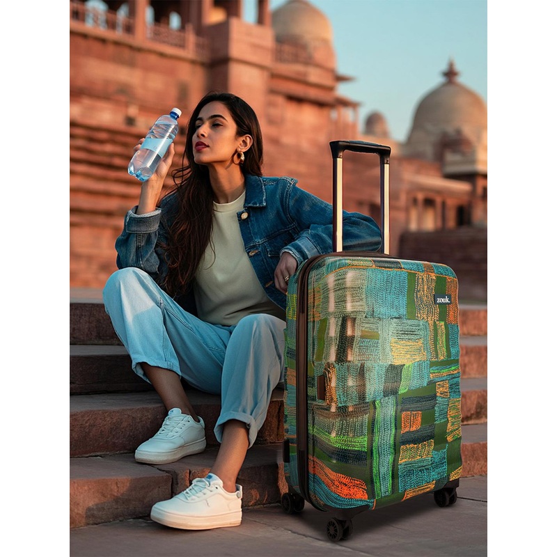 ZOUK Indus Lattice Green Amorah Trolley Bag (Cabin)