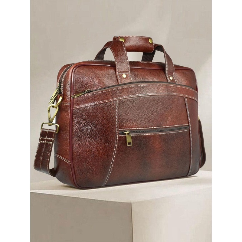 Ajanta Men Genuine Leather with Adjustable Shoulder Strap Laptop Bag