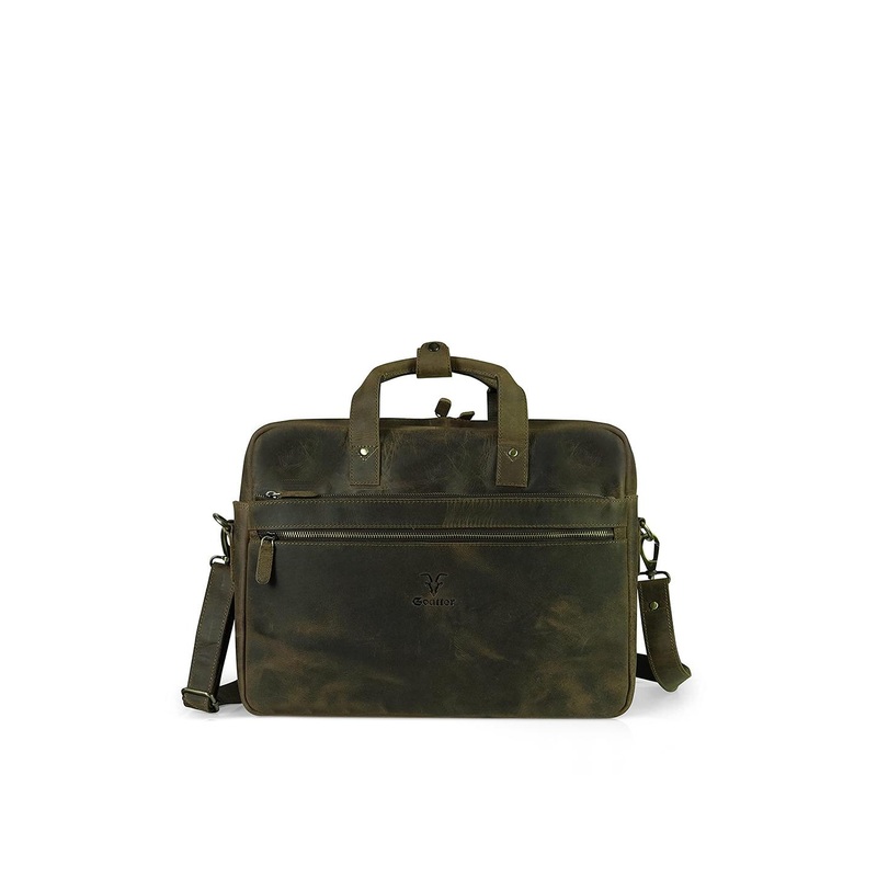Goatter Men Coffee Brown Leather Laptop Bag