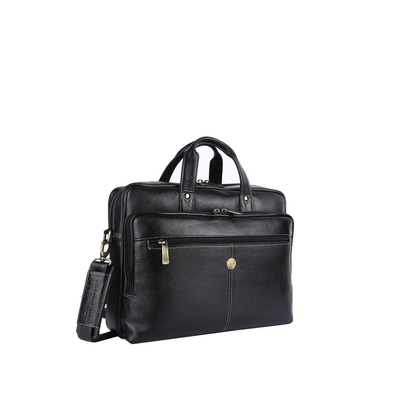 HAMMONDS FLYCATCHER Men Black Leather Laptop Bag