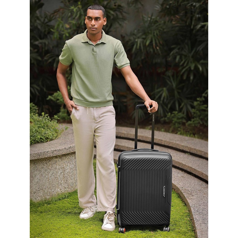 Nasher Miles Coorg Hard-Sided Polypropylene Medium Black Trolley Bag – 24Inch 65cm