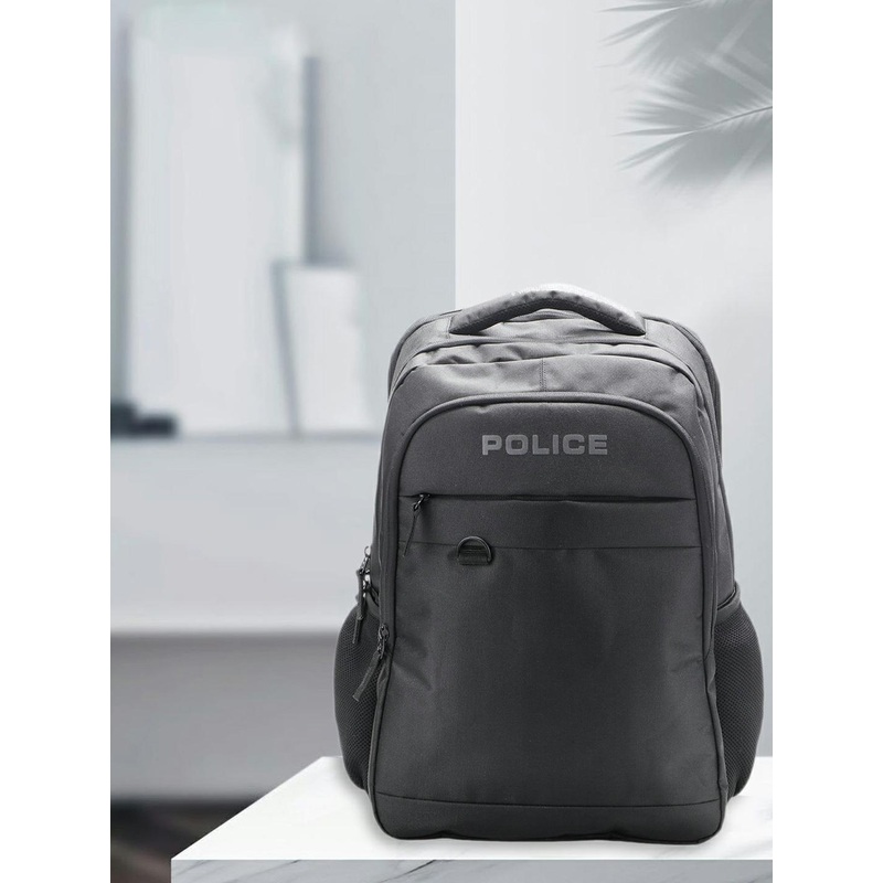 Police Unisex Black Printed 14 Inch Laptop Backpack
