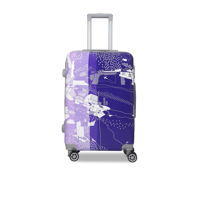 Polo Class Blue & White Printed Hard Case Medium Luggage Trolley Bag