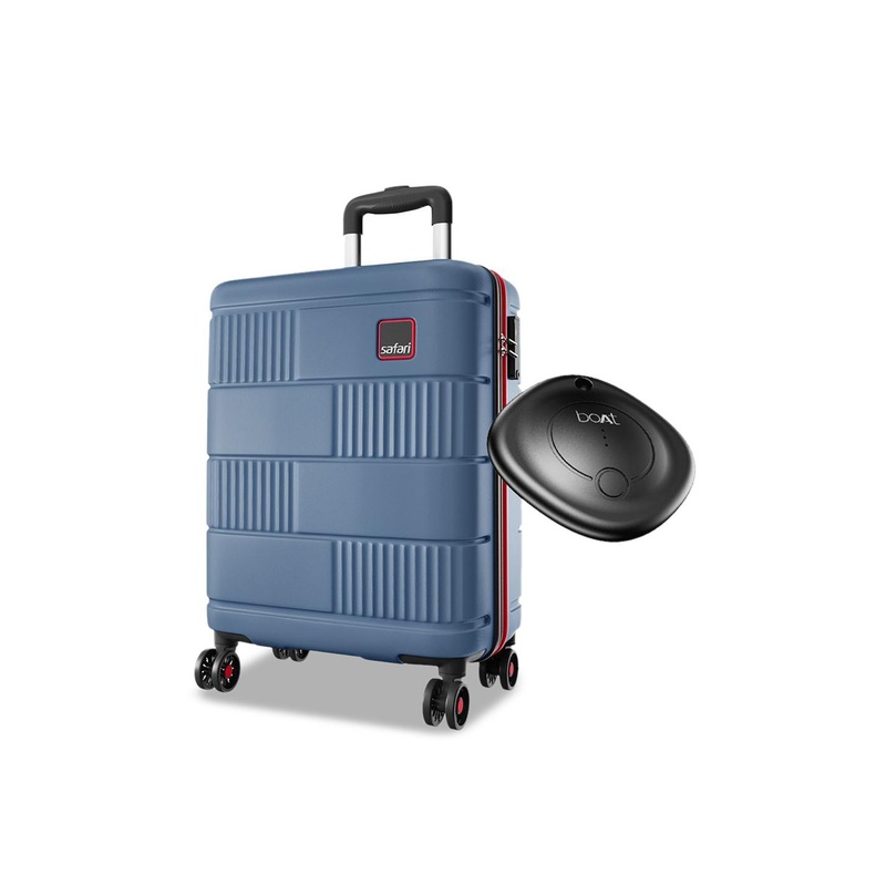 Safari Trackr Textured Hard-Sided Cabin GPS Enabled Trolley Suitcase With Tag