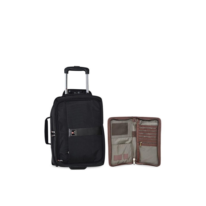 SWISS MILITARY Black Laptop Brief Case cum Backpack with Travel Wallet