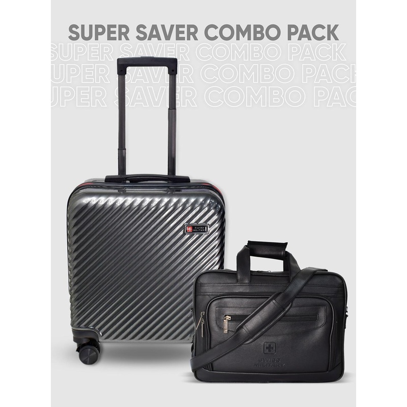 SWISS MILITARY Textured Hard-Sided Overnighter Overnighter Trolley Bag & Laptop Bag