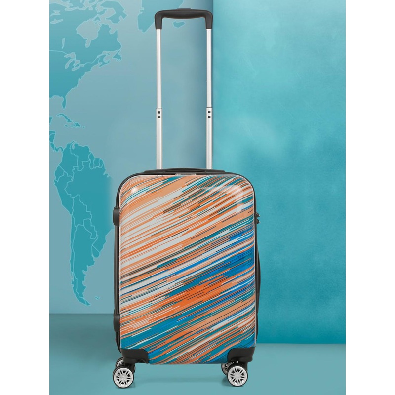 Teakwood Leathers Linear Printed Hard Cabin Trolley Bag 32.2 L