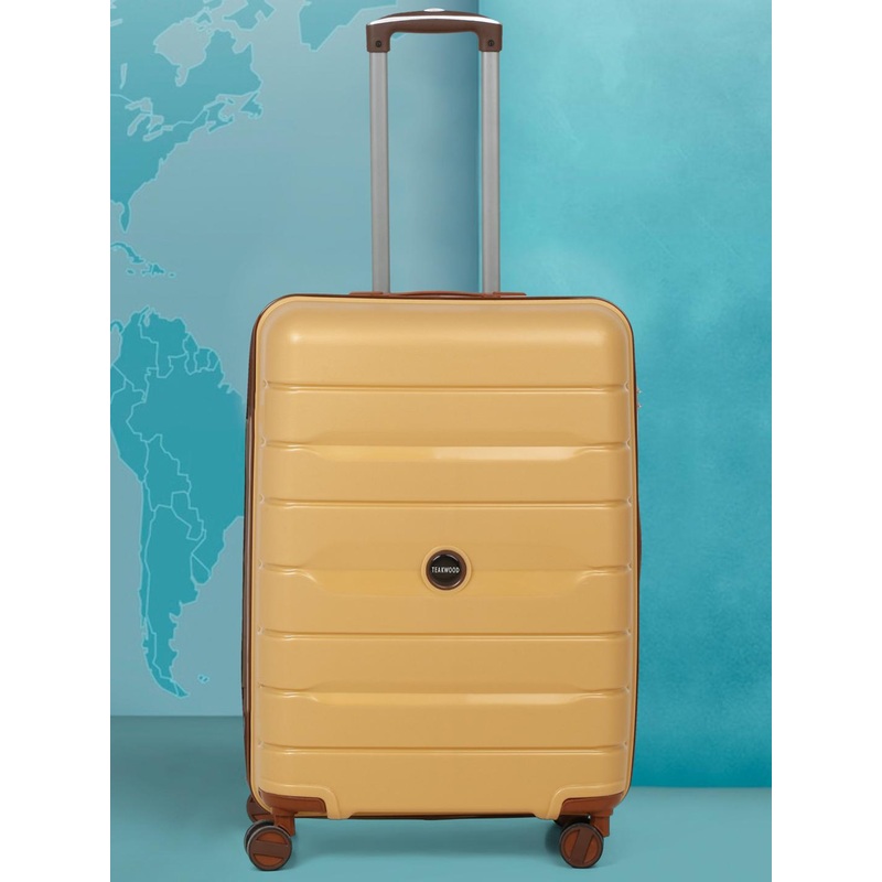 Teakwood Leathers Textured 360 Degree Rotation Hard Cabin Trolley Bag- 55 CM