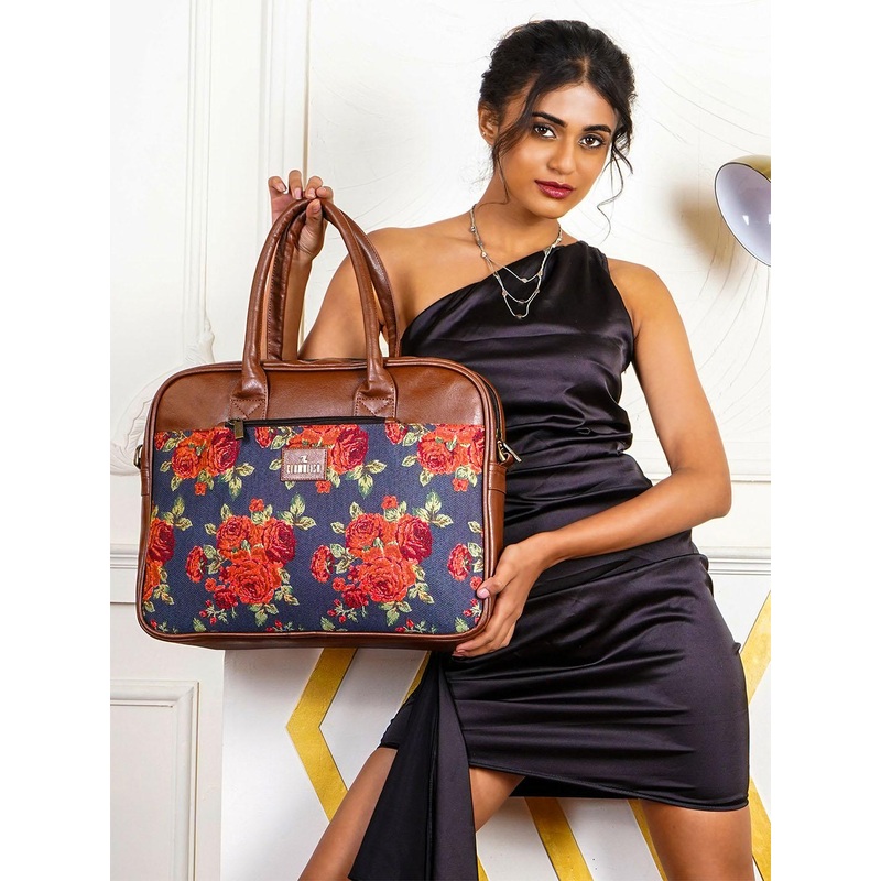 THE CLOWNFISH Deborah Floral Printed Fabric Laptop Bag