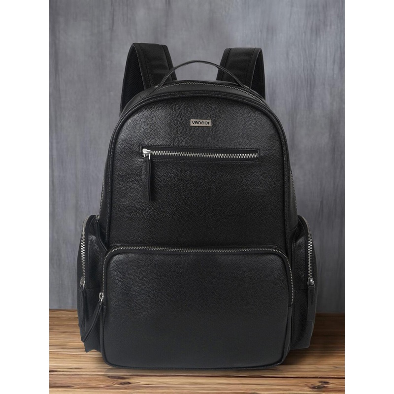 Veneer Unisex Padded Leather Laptop Bcakpack Up to 15 inch