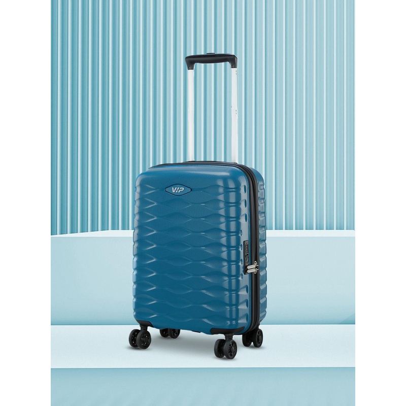 VIP Blue Textured Hard-Sided Foxtrot Cabin Trolley Suitcase