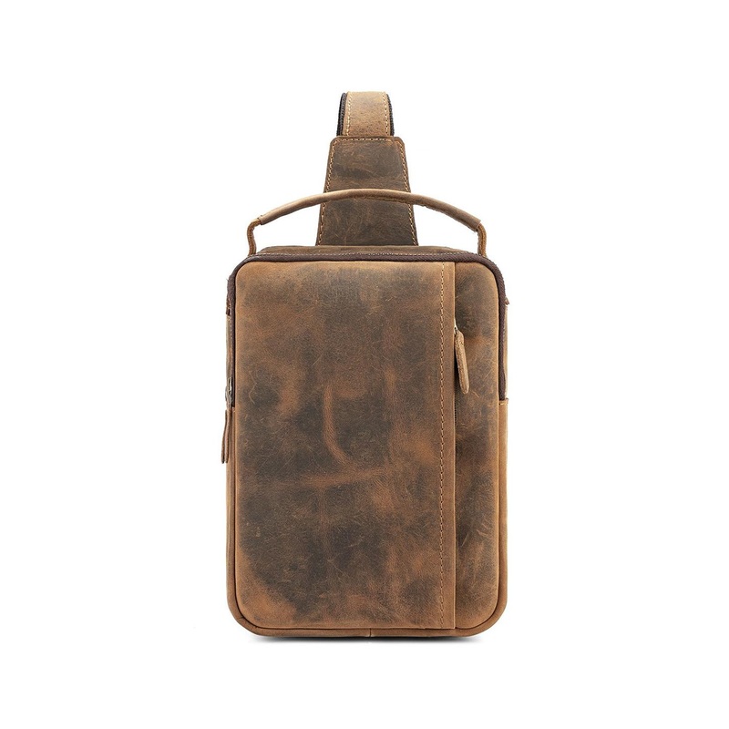 Goatter Men Solid Leather Messenger Bag