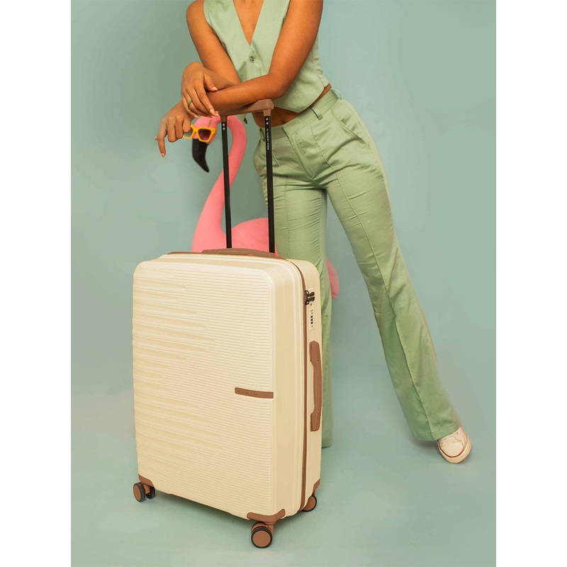 Nasher Miles Havelock Polypropylene TSA Lock Large Off White Trolley Bag – 28 Inch (75 cm)