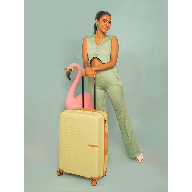 Nasher Miles Havelock Polypropylene TSA Lock Medium Cream Trolley Bag – 24 Inch (65 cm)