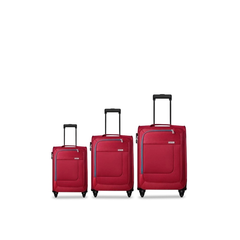 Optima Unisex Set Of 3 Soft Sided Luggage Trolley Bag with 360 Spinner Wheels