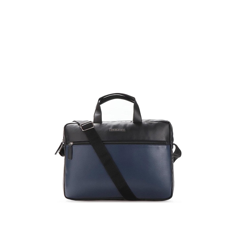 Police Men Colourblocked PU Laptop Bag