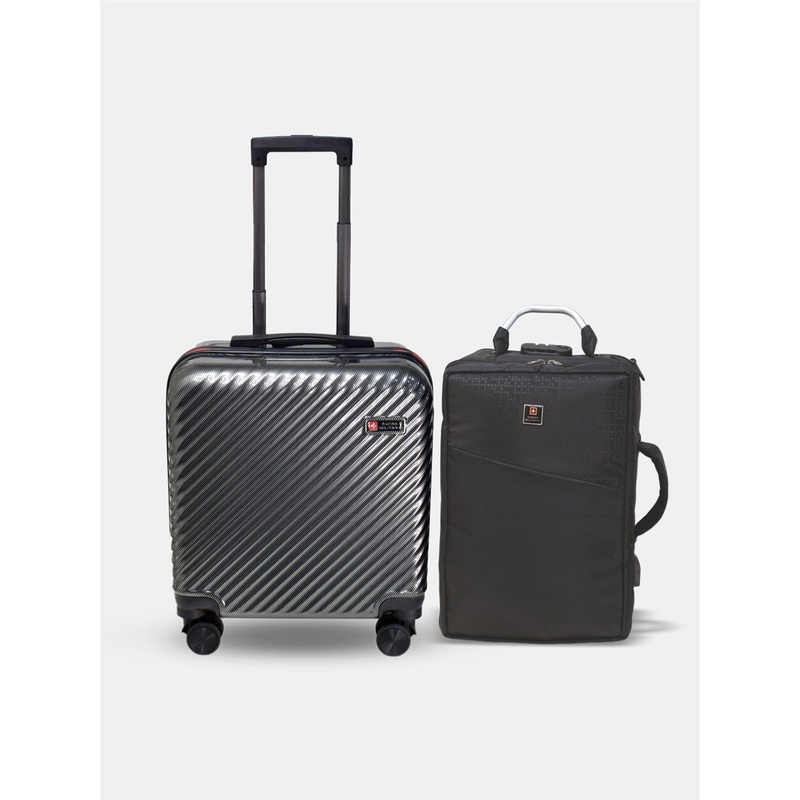 SWISS MILITARY Textured Hard-Sided Overnighter Overnighter Trolley Bag & Laptop Backpack