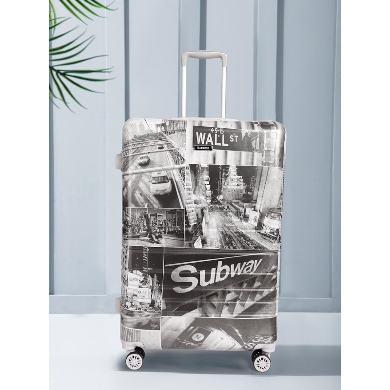 Teakwood Leathers Subway Print 360 Degree Rotation Hard Large-Sized Trolley Bag 95.5L