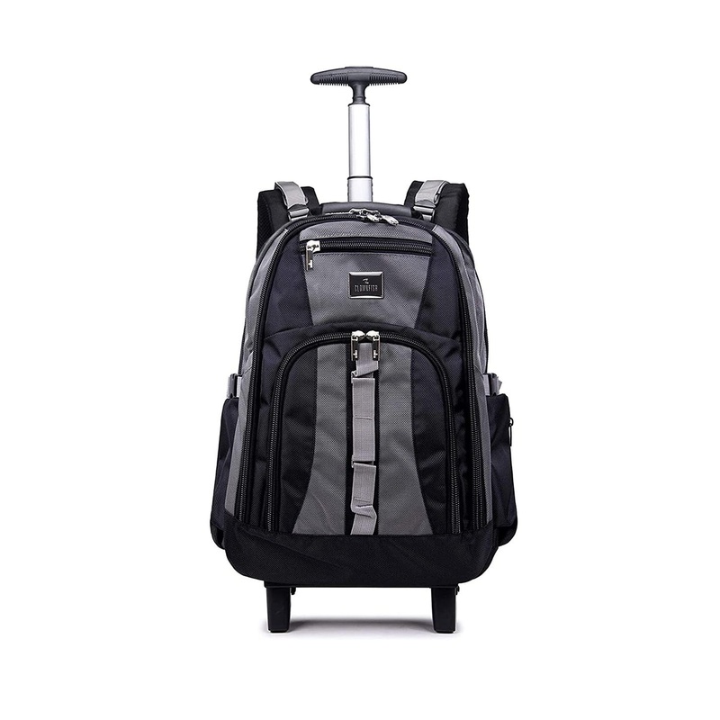 THE CLOWNFISH Tramp Colourblocked Water Resistant Hip Strap Two Wheel Backpack