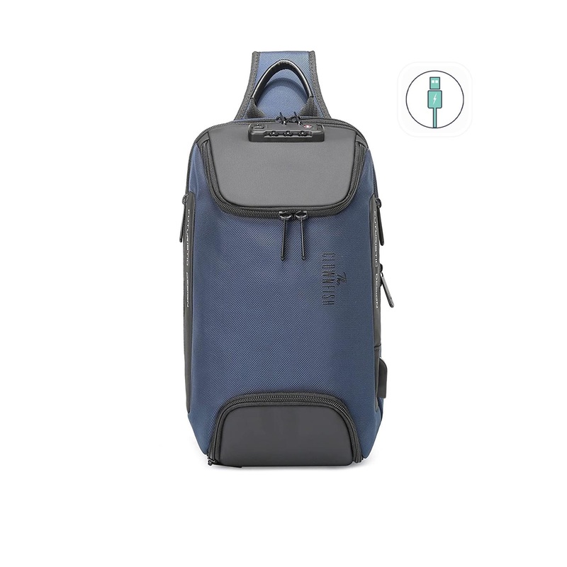 THE CLOWNFISH Unisex Blue Colourblocked Crossbody Backpack with USB Charging Port