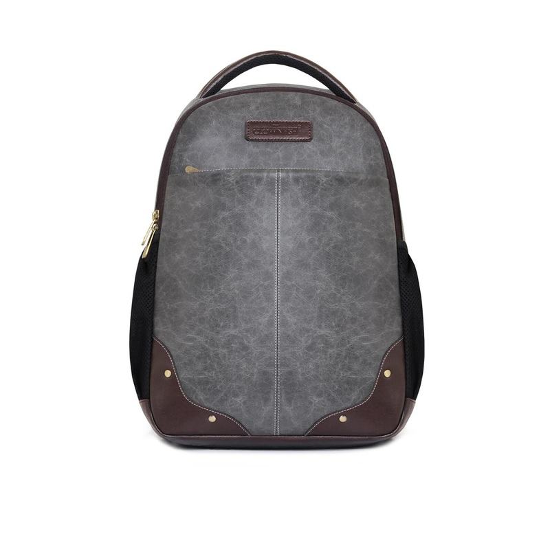 THE CLOWNFISH Unisex Grey & Brown Colourblocked Backpack