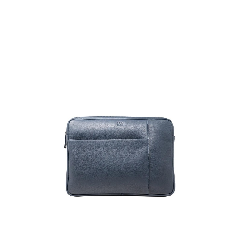 tohl Unisex Navy Blue Leather 13 Inch Laptop Sleeve