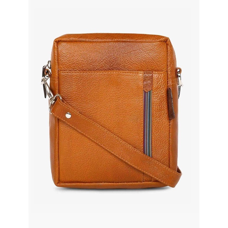 Tortoise Textured Leather Structured Sling Bag