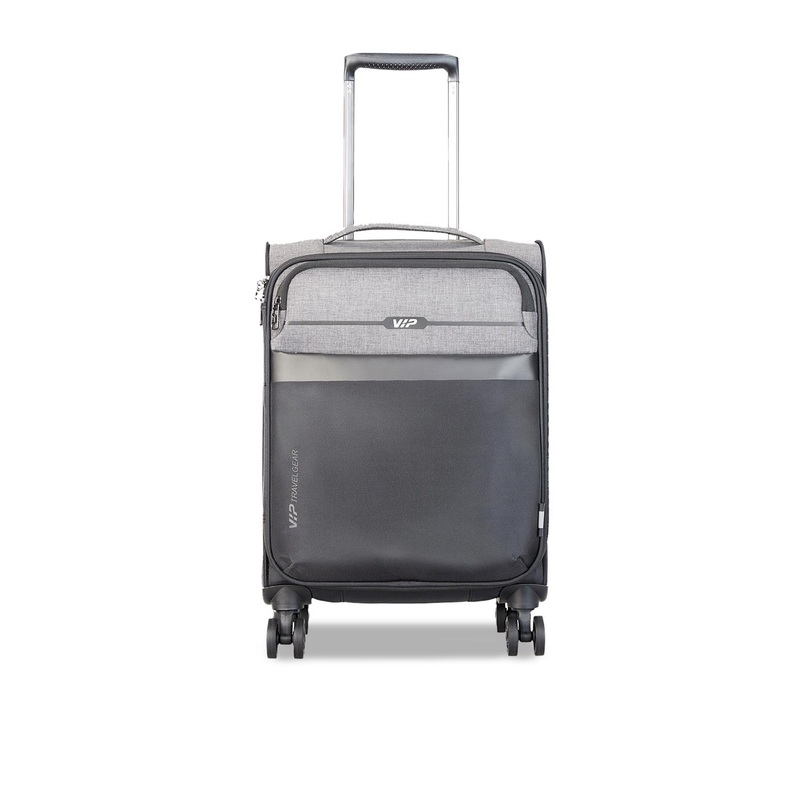 VIP Black Color Blocked Trolley Bag