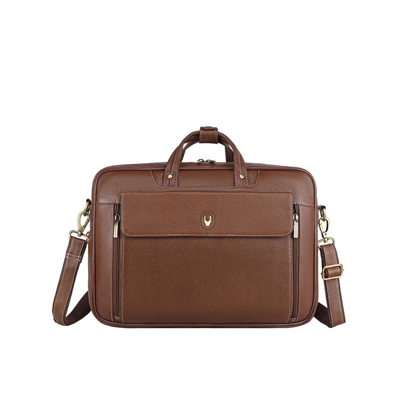 WildHorn Men Brown & Green Detachable Sling Bag Leather Laptop Bag