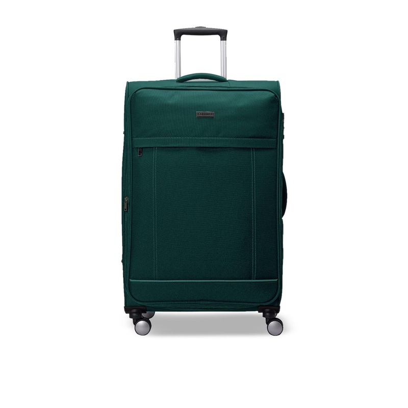CARRIALL Green Solid Soft-Sided Medium Trolley Suitcase