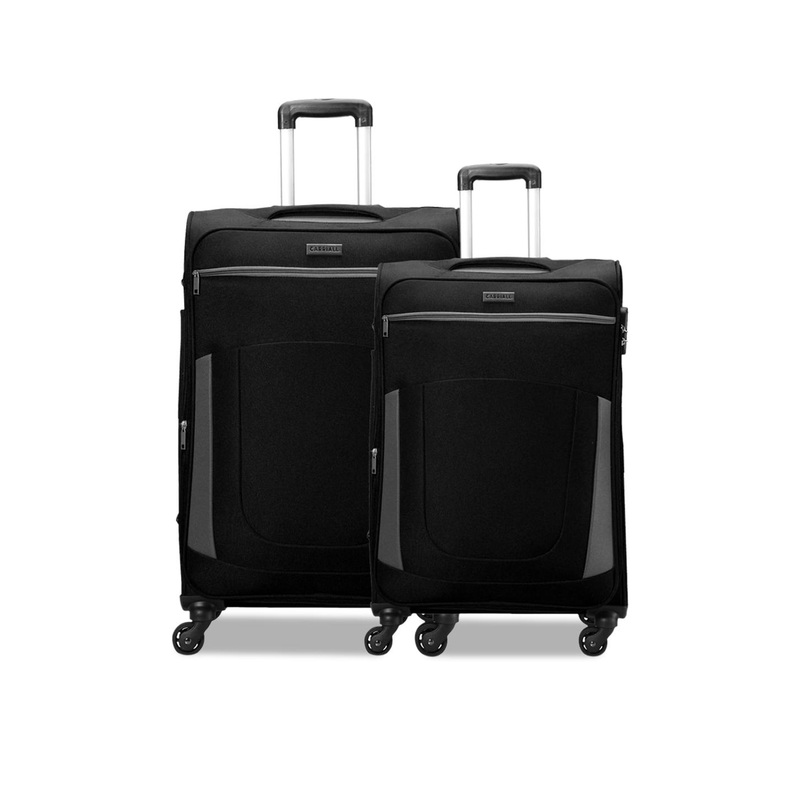 CARRIALL Set Of 2 Black Solid Soft-Sided Trolley Bag