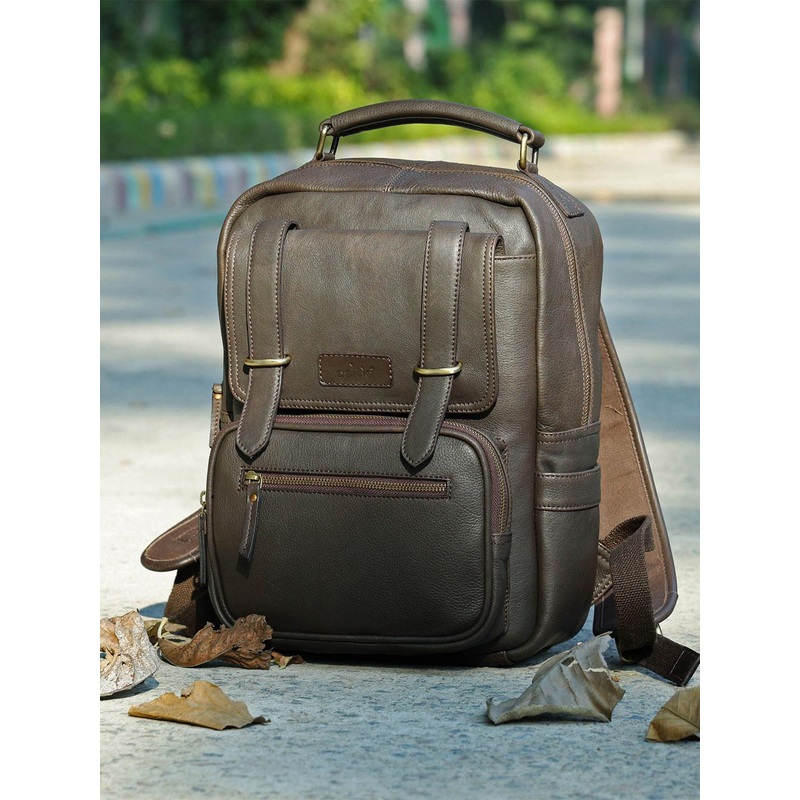 Celtic Unisex Leather Camera Bag  Backpack with Padded Laptop and Tablet Compartments