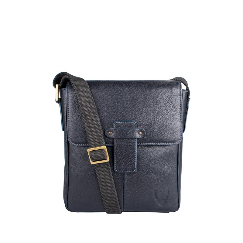 Hidesign Men Blue Solid Leather Messenger Bag