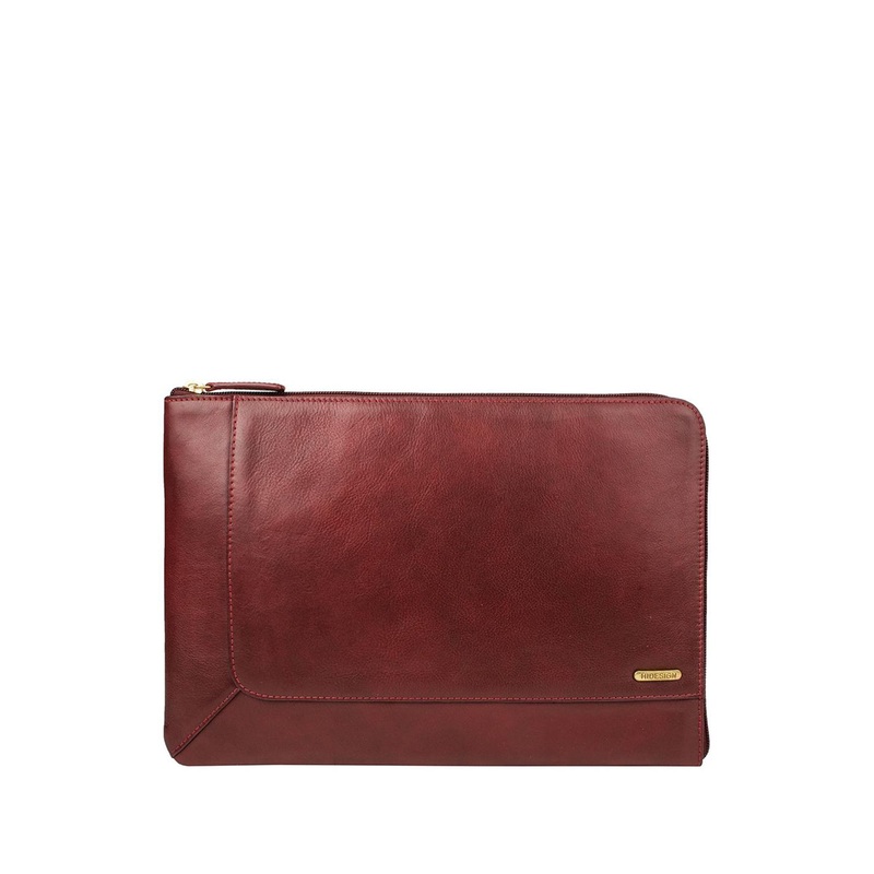 Hidesign Men Red Solid Leather Laptop Sleeve