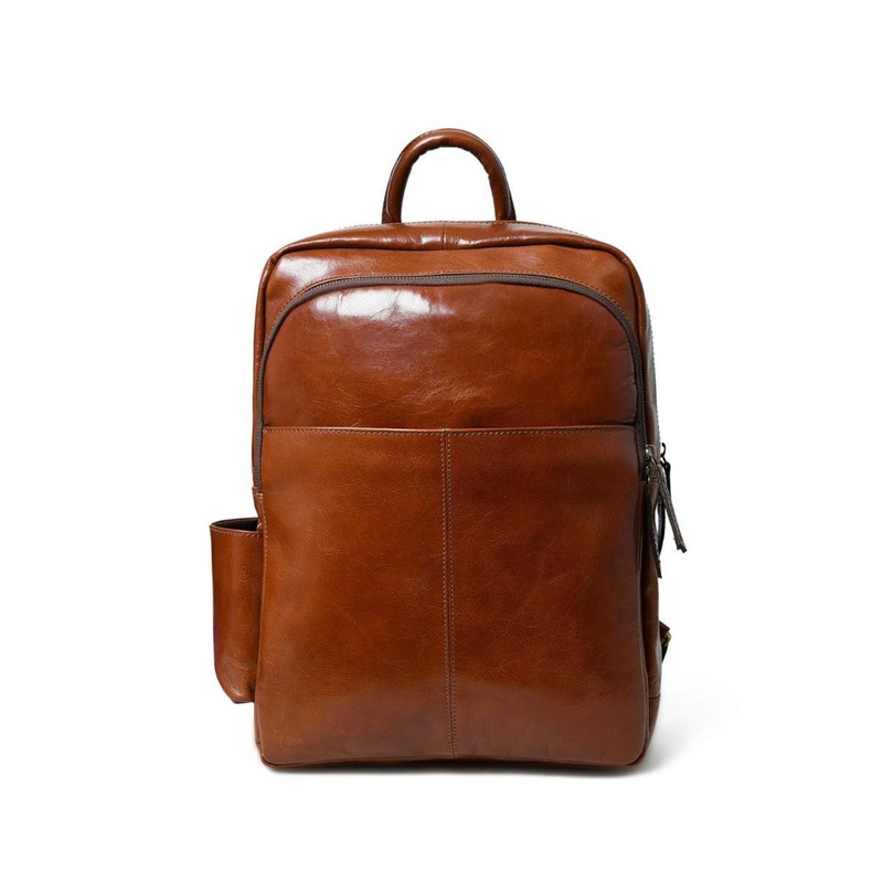 MaheTri Men Luxury Italian Leather Backpack, Tan