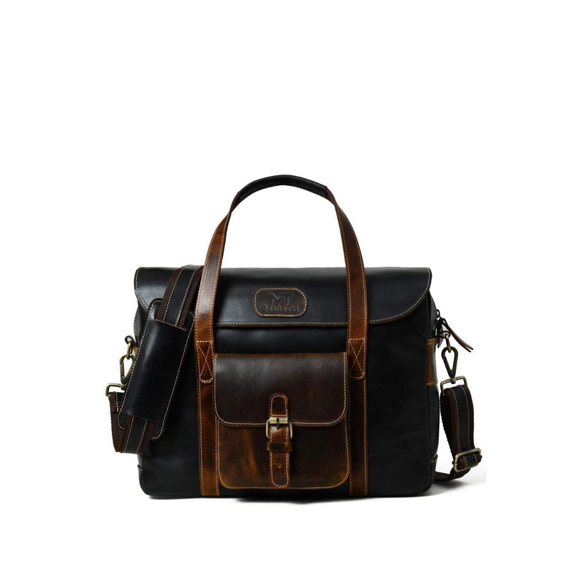 MaheTri Men Walker Leather 15 Inch Laptop Bag