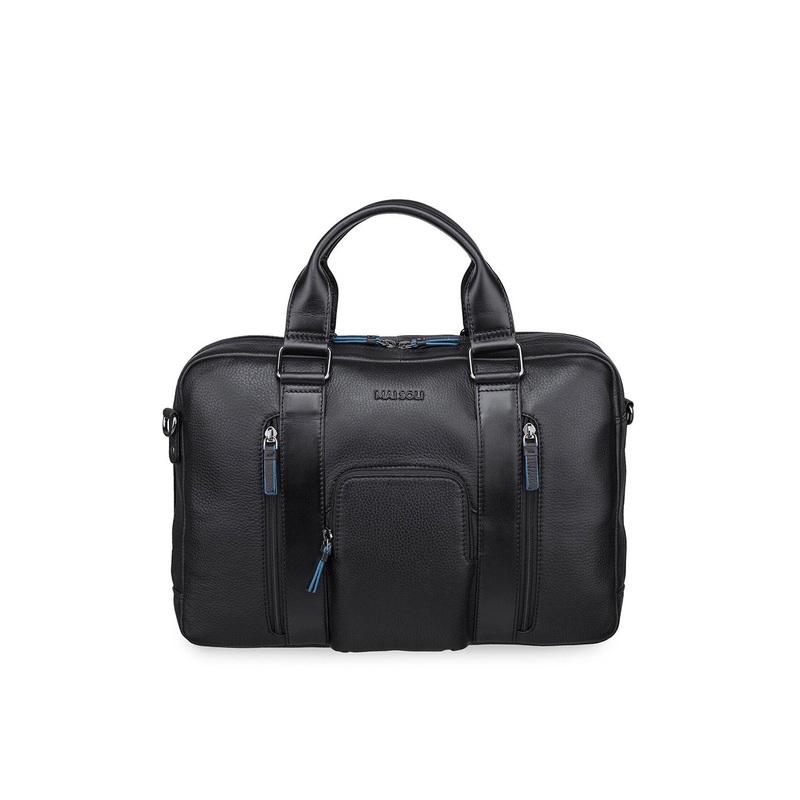 MAI SOLI Men Textured Leather Double Zip Chester Laptop Bag