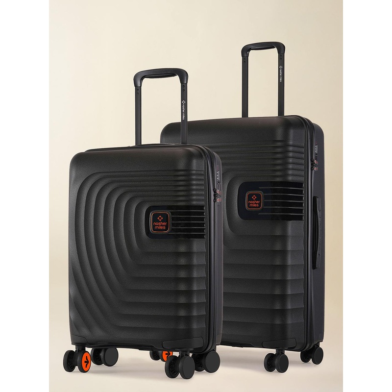 Nasher Miles Boston Polypropylene Small-Medium Black Trolley Bags (55-65 cm)